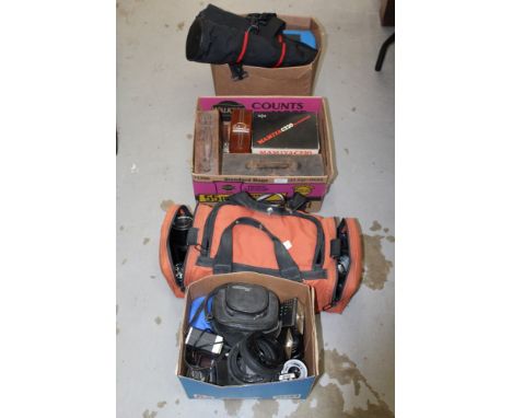 Large quantity of cameras and photographic equipment - comprising Canon FT6 35mm SLR, five Canon lenses, two Tamron lenses, R