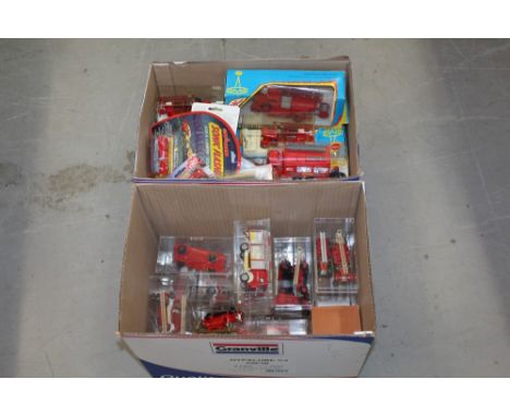 Diecast boxed selection of Fire Engines - various manufacturers - including Solido, Gama, Siku, Brumm, etc (2 boxes)