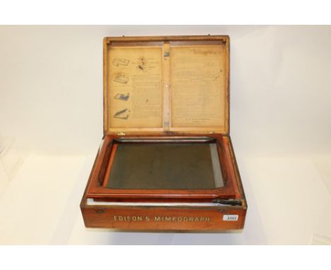 Late 19th century Edison mimeograph, stencil and roller copying apparatus no. 1, in original case