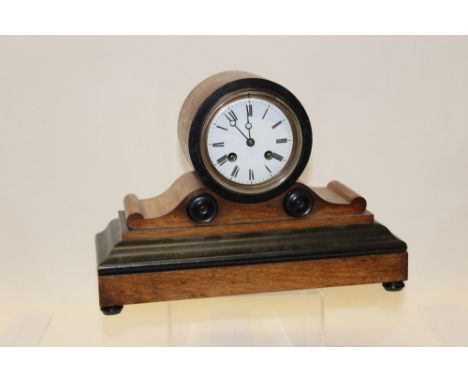 Late 19th / early 20th century mantel clock with French eight day movement with outside countwheel, signed - Japy Frères, str