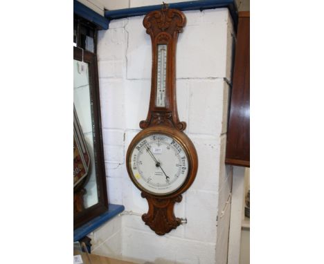 Late 19th / early 20th century aneroid banjo barometer with 10 inch white enamel dial, signed - Leighton Lancaster and subsid