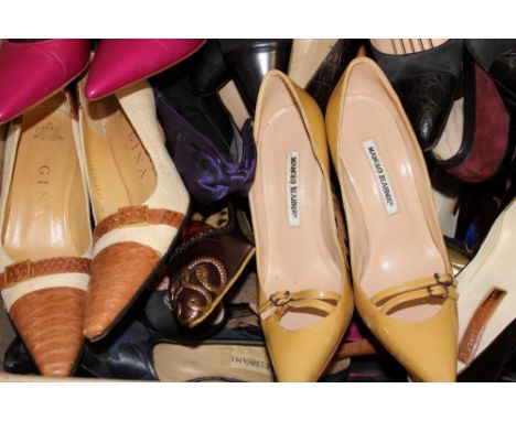 Large quantity of ladies' shoes - stilettos and evening shoes - makers include Gina, Baltrami, Christian Dior, Charles Jourda