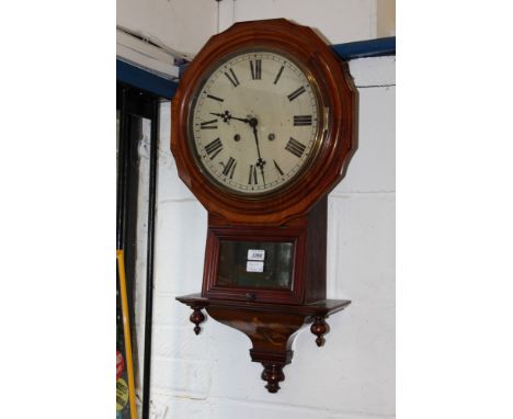 Late 19th / early 20th century wall clock with eight day spring-driven movement, 12 inch white enamel dial with Roman numeral