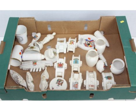 Collection of First World War related W. H. Goss and other crested china (various crests and shapes) including Tanks, Battle 