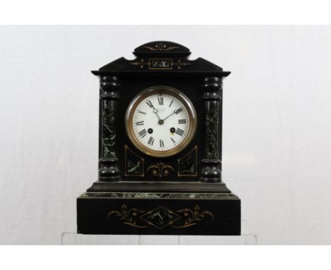 Late Victorian mantel clock with French eight day movement, signed - Japy Freres and stamped - J W P 34698, outside countwhee