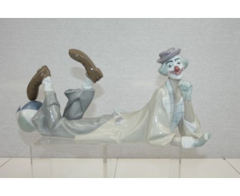 Lladro porcelain figure of a clown laying down with ball at his feet 