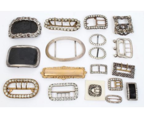 Collection of Georgian and later paste set shoe buckles and various vintage buckles