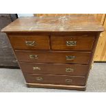 Victorian mahogany chest of drawers with some water damage to top Ht 106cm W 103cm D 50cm