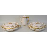 Royal Crown Derby Heraldic coffee pot & pair of St James pattern lidded tureens