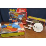 3 Dinky die cast boxed Star Trek toys, U.S.S Enterprise and 2 Klingon Battle cruisers with bullets