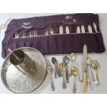 Selection of Silver Plate Items, including Fish Knife and Forks set, Spoons, with Tray