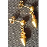 Pair of tested as 18ct gold earrings (from Miri, Borneo) 2.6g