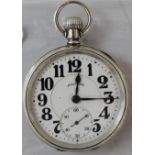 Pocket watch, 60hrs Bunn Special,  silver case, 21 Jewels