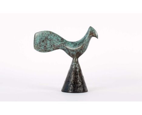 Elfyn Roberts BA (Welsh 1945-) "Weathercock" Bronze Sculpture  No. 1/9, cast at the Lunts Foundry with hand-patinated mirror 