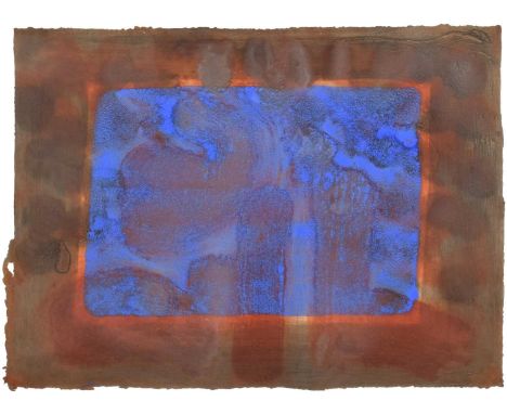 Howard Hodgkin (British 1923-2017) "Blue Listening Ear" Initialled, dated '86 and numbered AP (Artist's Proof'), hand embelli