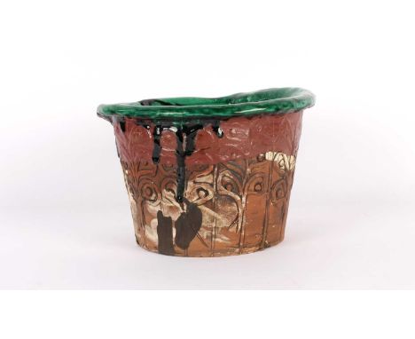 Simon Carroll (British 1964-2009) Studio Pottery Planter  Dated 2005, the earthware body with repeated stylised impressed dec