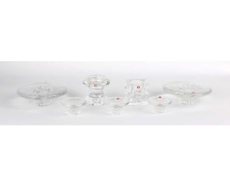 Timo Sarpaneva (Finnish 1926-2006) for Iittala Pair of "Bolero" Candle Holders & Five Others  Including a set of three "Poppa