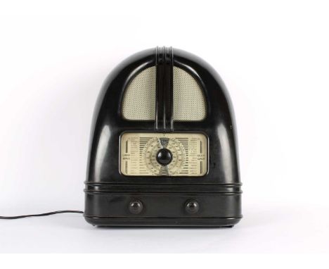 Philco Radio & Television Corp., Perivale Art Deco Bakelite "People's Set 444" Receiver Released 1936, "Cathedral" form, set 
