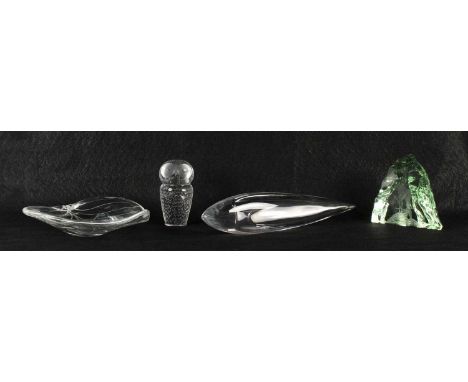 Vicke Lindstrand (Swedish 1904-1983) for Kosta Four Pieces of Glass Comprising a 1960s "Streamlined Fish" sculpture, a large 