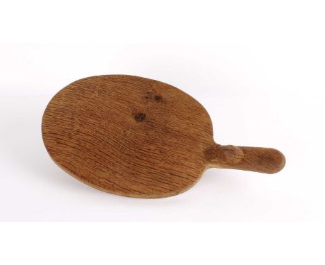 Workshop of Robert "Mouseman" Thompson, Kilburn Oak Oval Cheeseboard Circa 1950s/60s, with carved "fat" mouse signature to ra
