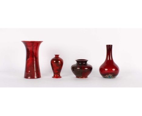 Bernard Moore (British 1850-1935) Two Flambe-Ware Vases Early 20th century, waisted and bottle form respectively, the latter 