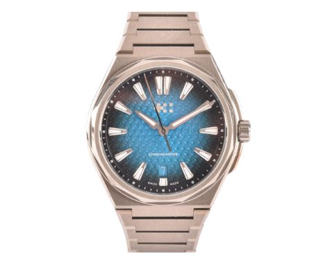 A Christopher Ward The Twelve (Ti) titanium automatic chronometer wristwatch, the blue engine turned dial with arrow shaped i
