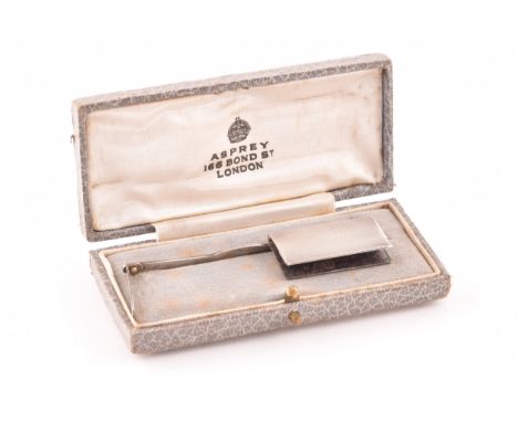 Asprey &amp; Co, a silver bookmark with engine turned decoration and sprung clip, hallmarked for Birmingham 1934, pat. no.257