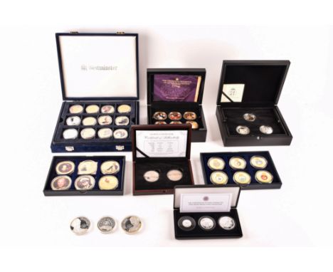 A collection of silver commemorative coin sets including: The Coronation of King Charles III fine silver proof coin collectio