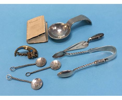 A silver book mark, a Keswick School of Industrial Arts caddy spoon etc.