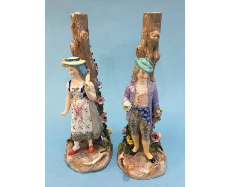 Pair of Continental bisque figural lamp bases