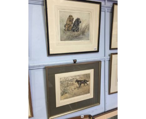 Henry Wilkinson, (1878-1971), etching, limited edition, 150/150 and 6/150, signed in pencil, 'Dogs hunting', 28x32cm and 25x3