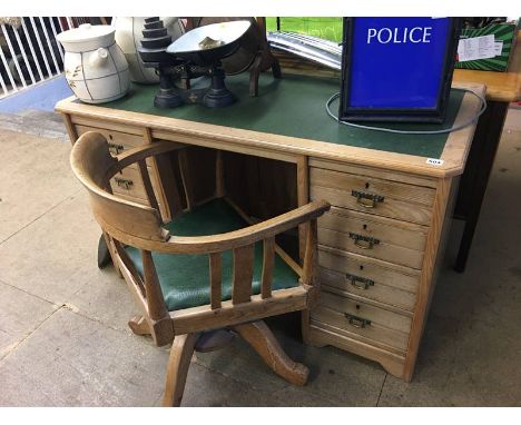 Light oak pedestal desk and office chair