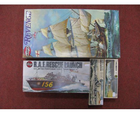 Four Boxed Airfix Plastic Model Boat and Ship Kits, of varying scale. # 08251-0 Revenge 'Drakes' Flagship (parts in sealed ba