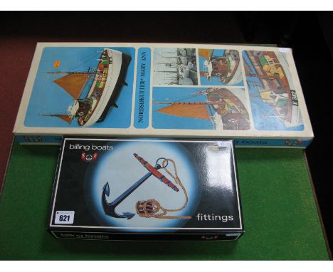 A Boxed Billing Boats 1/33rd Scale Wooden Model Boat Kit # 472 Nordsokutter Mary Ann, appears complete with instruction manua