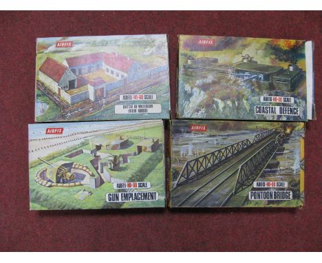 Four Boxed Airfix "OO" Scale Plastic Kits/Snap Together Model Military Structures, # 1694 Coastal Defence, # 1709 Battle of W