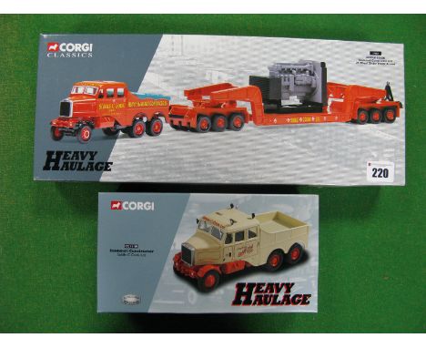 Two 1/50th Scale Corgi Diecast Model Heavy Haulage Trucks,  #17603 Scammel Constructor with girder trailer/load and #cc11101 