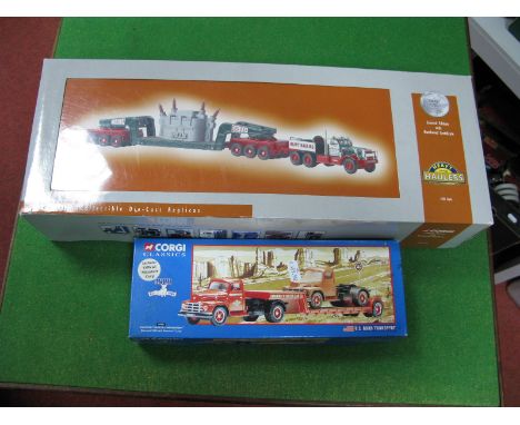 Two U.S Outline 1/50th Scale Diecast model Trucks By Corgi,  # US55103 Diamond T Girder trailer and transformer, # 55901 Diam