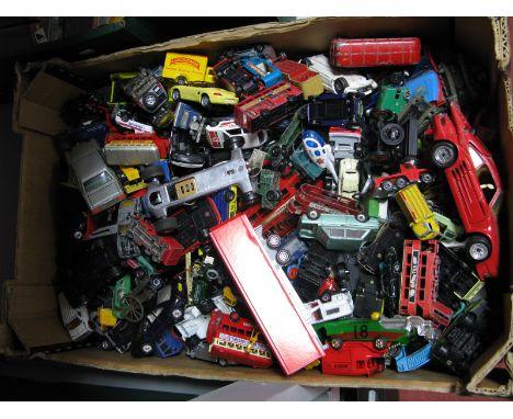 A Quantity of Diecast Vehicles By Dinky, Corgi, Days Gone, Matchbox, and others including cars, buses, military, vans, all pl