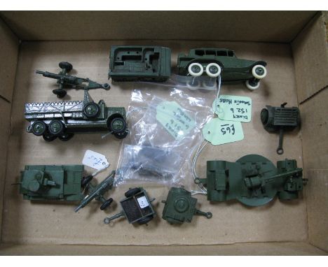 A Quantity of Post War Dinky Military Vehicles, including Light Tank/Anti-Aircraft Gun/Reconnaissance Car, among others. Good
