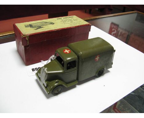 A Mid XX Century Britains No. 1512 - 'Army Ambulance', rubber tyres with stretcher and casualty and driver. Door hinge broken