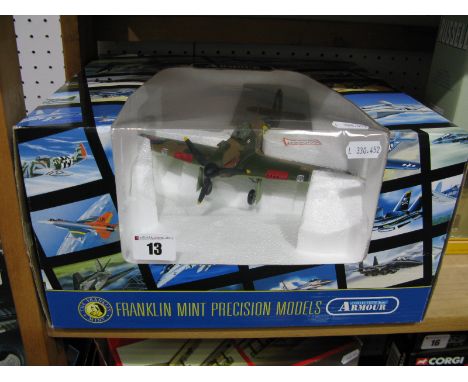 A Boxed Franklin Mint Collection Armour 1:48th Scale #B11B577 Diecast Model Hurricane MkI, UK RAF, 242 Canadian.