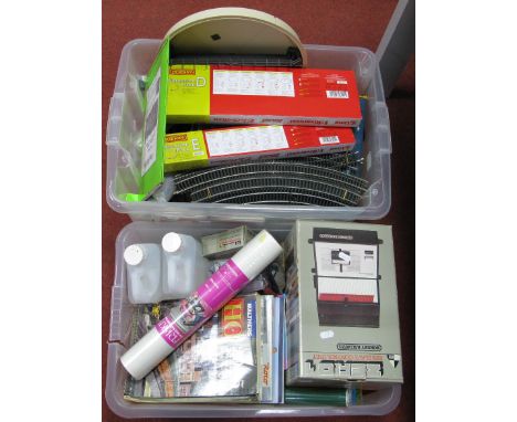 Contents of A "00/HO" Gauge Railway Modellers Workshop, including line side building kits, ballast, fencing, grass, pavement,