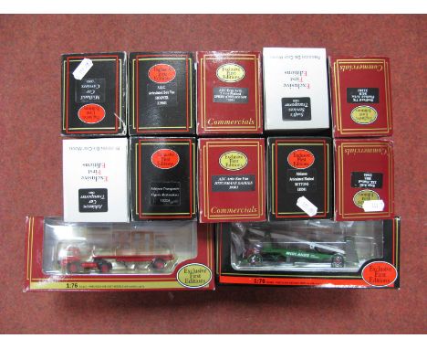 Twelve 1/76th Scale Model Diecast Lorries By EFE, All Boxed, includes # E19301 Atkinson Artic Flatbed, Suttons.