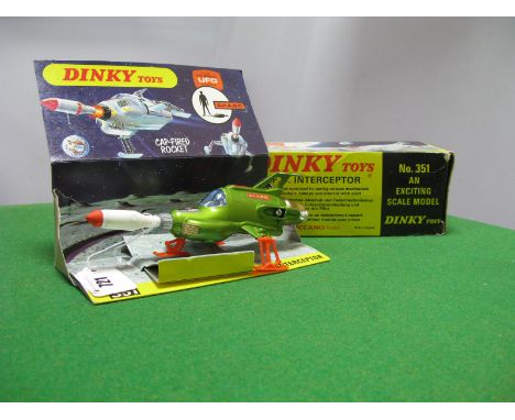 Dinky Toys No. 351 SHADO UFO Interceptor, overall good plus/very good. Some chrome missing. Boxed, all card box, with inner t