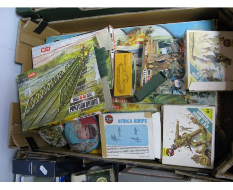 A Quantity of Airfix H0/00 Scale Plastic Military Figures, Vehicles, Assault set including #51652-3 coastal defence assault s