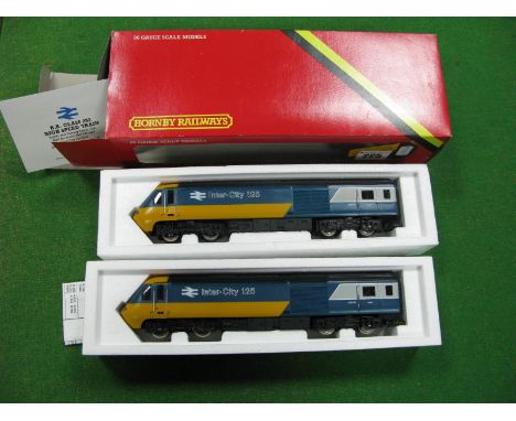 Hornby "OO" Scale Model Railway Locomotive Twin Pack # R069 HST Power Car and Dummy Inter-City 125, blue/grey livery. Boxed