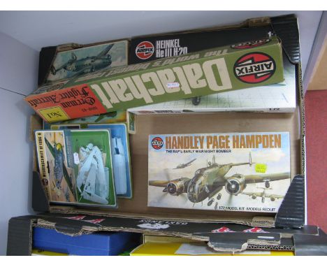 Seven Airfix 1/72nd Scale Plastic Model Military Aircraft Kits, including # 904004 Heinkel HE III H-20, # 387 Junkers JU88 A-