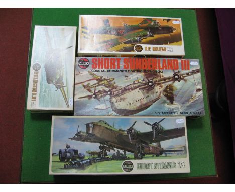 Four Boxed Airfix 1/72nd Scale Plastic Model Military Aircraft Kits, # 06002-4 Short Stirling, # 05004-7 H.P. Halifax, # 0400