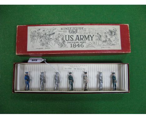 A  Boxed Minature Co. (Tuscan Arizona) White Metal Military Model Furniture Set, (Seven Pieces) U.S Army (Mexican War) 1846.