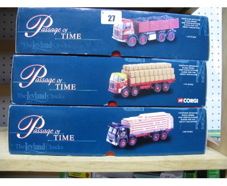 Three 1/50th Scale Corgi "Passage of Time" Diecast model Trucks With Loads And Scenic Accessories. all boxed and certificated